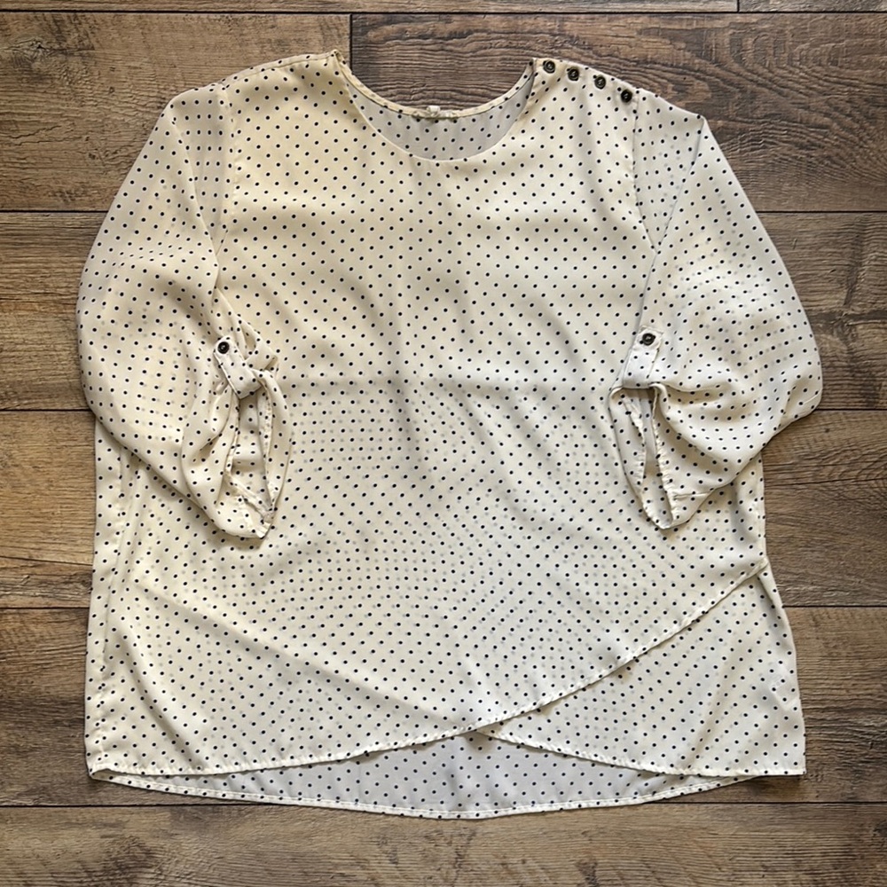 Polka Dot Button-Detail Women's Top